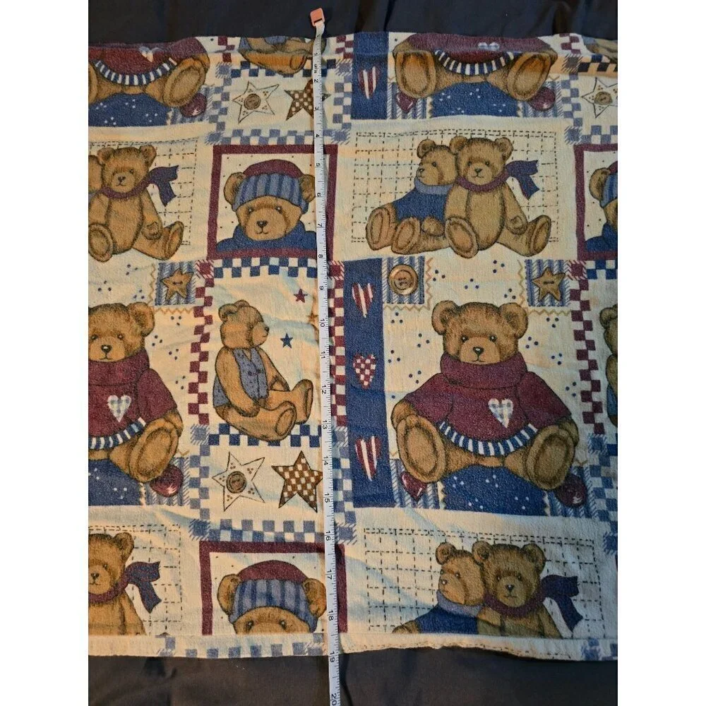 Vintage Patriotic Teddy Bear Americana Pillowcase Country Farmhouse